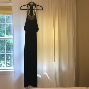 Bordeaux black maxi dress